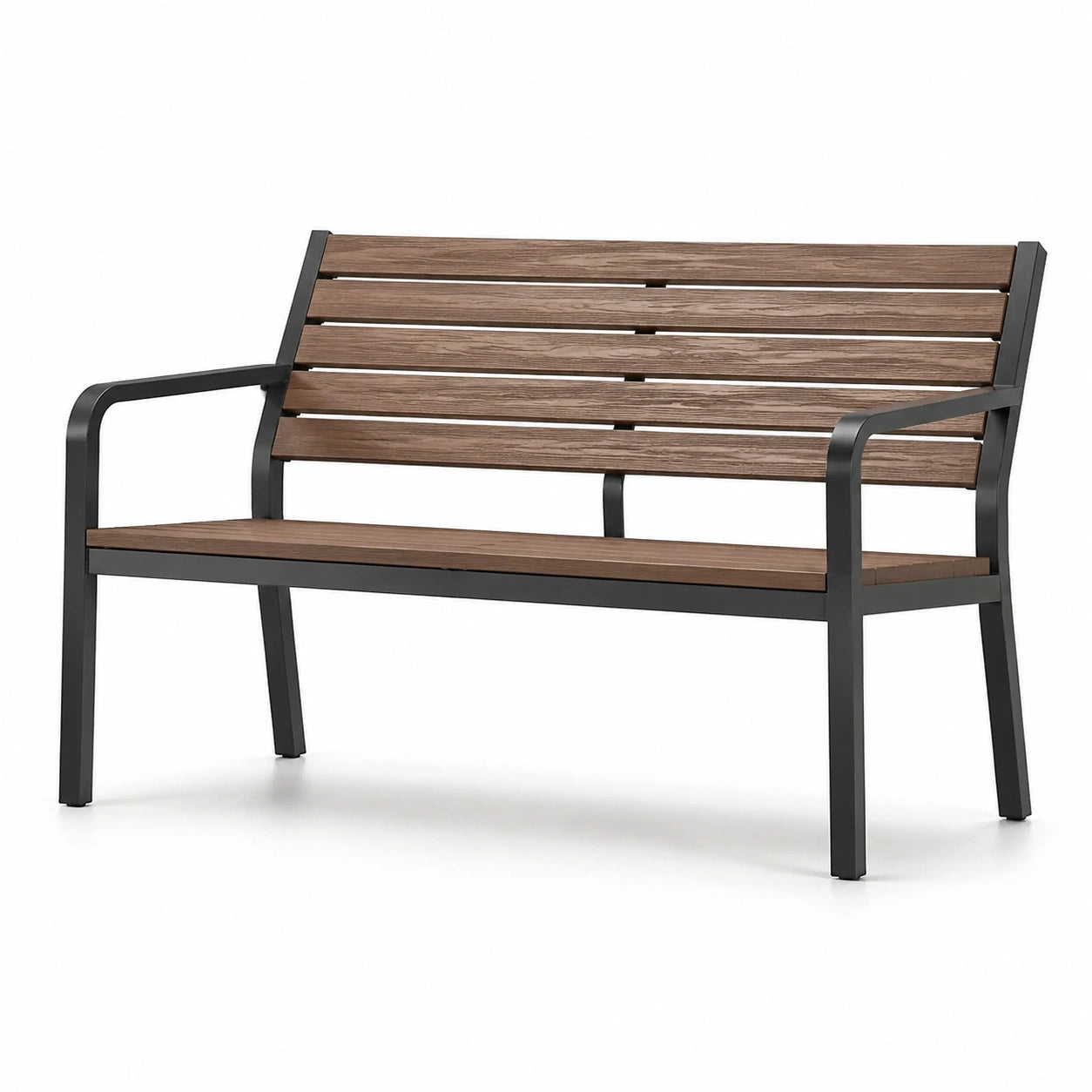 Banco de jardín de madera y metal marrón/negro 120cm