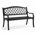 Banco de metal negro con respaldo decorativo 127 cm