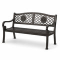 Banco de metal para exterior con respaldo decorativo de 126 cm