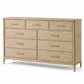 Cómoda de Madera de Roble con 9 Cajones 120 cm Beige