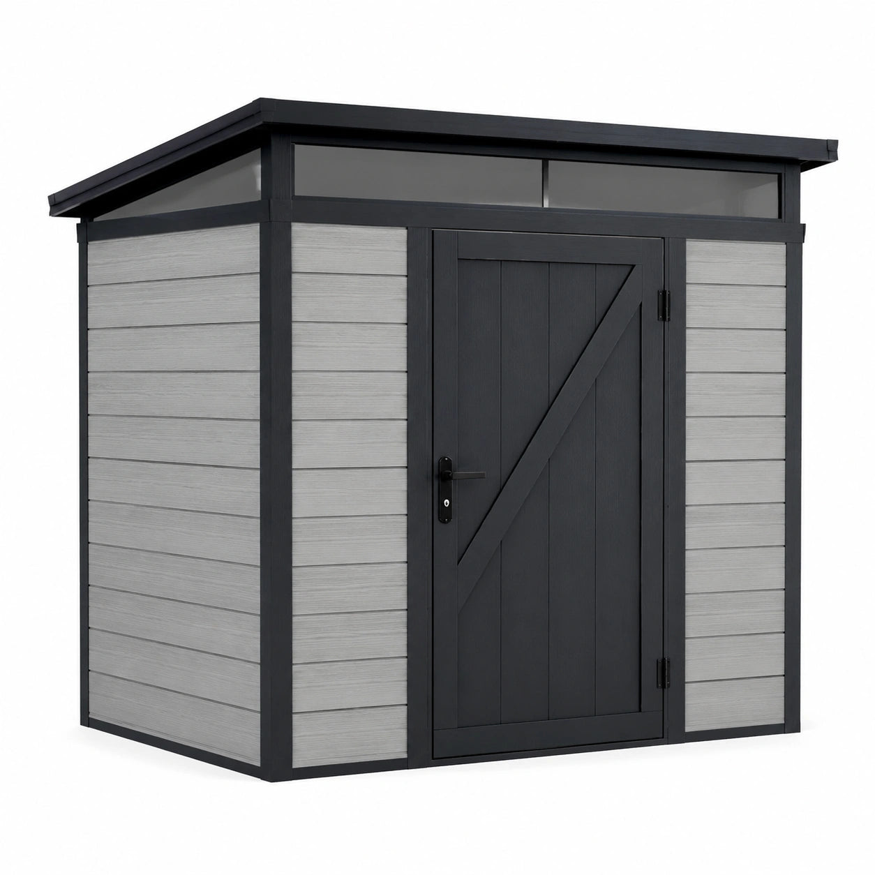 Cobertizo de madera compuesta y acero 185x185x245 cm gris y negro