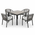 Conjunto de comedor de jardín de aluminio con sillas de cuerda sintética gris