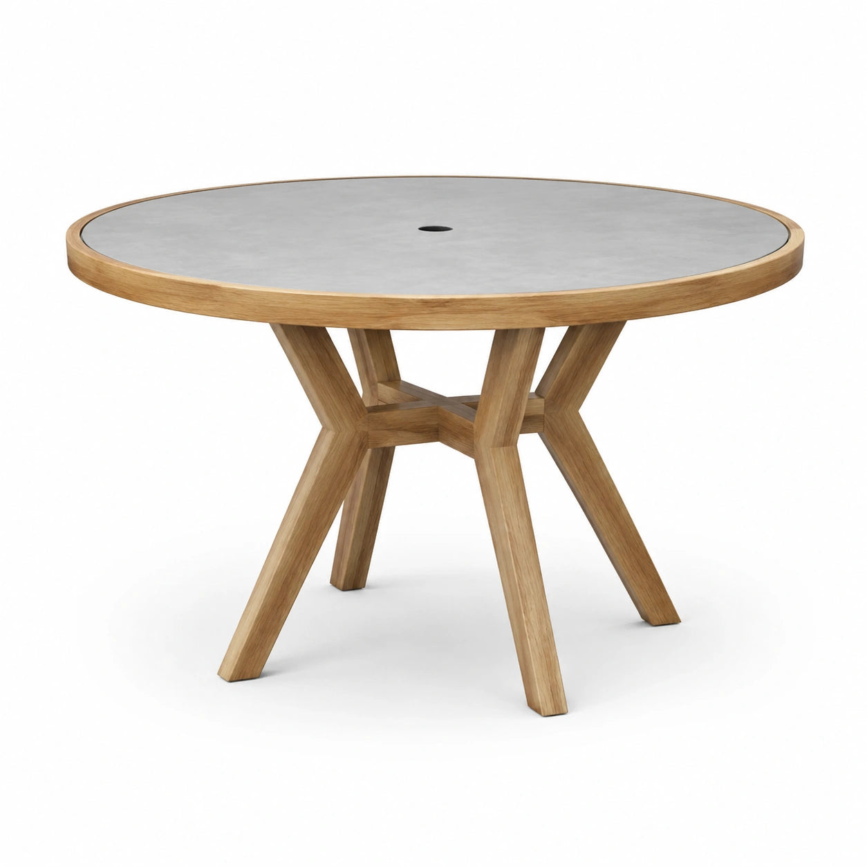 Mesa redonda de teca y cemento 120 cm marrón/gris