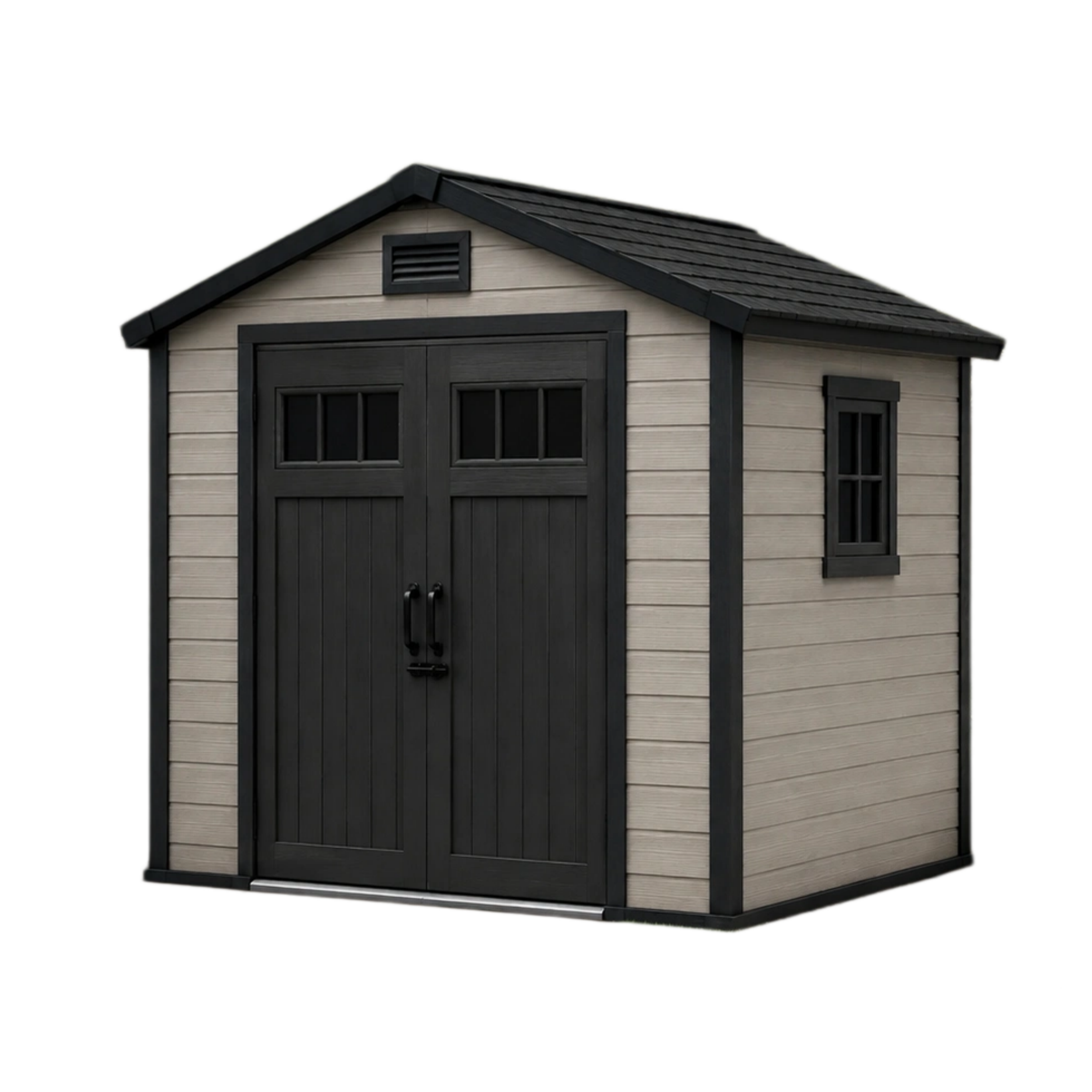 Cobertizo de jardín de resina 183x228x256 cm beige y negro